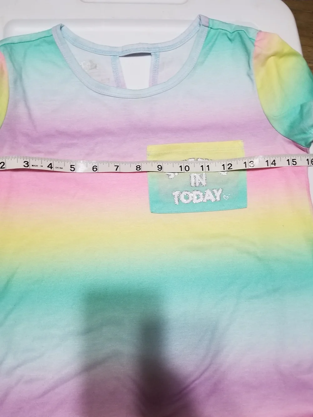 Justice Kid’s Small Pastel Rainbow “Sheeping in Today” Crewneck Pajama Shirt